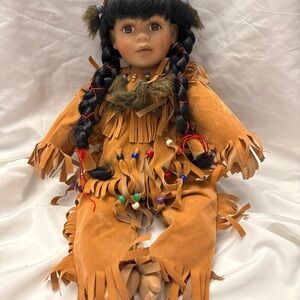 Native American Style Doll with Braided Hair 15 inches long